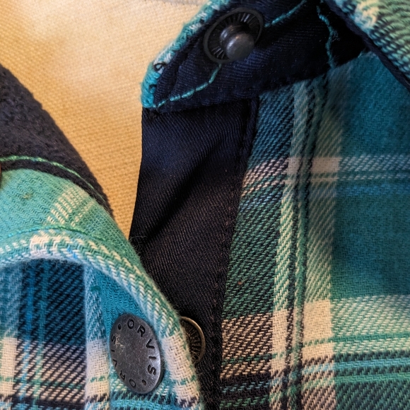 Orvis Plaid Flannel Shirt Jacket Blue Green Snap Button Up Cotton Women's XXL - Picture 5 of 9